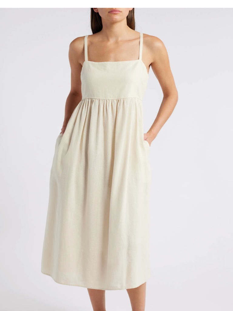 Nordstrom Treasure & Bond Linen Blend Midi Sundress Medium Ivory Dove